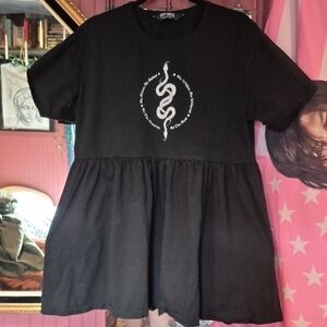 DISTURBIA Black Graphic Tee Dress